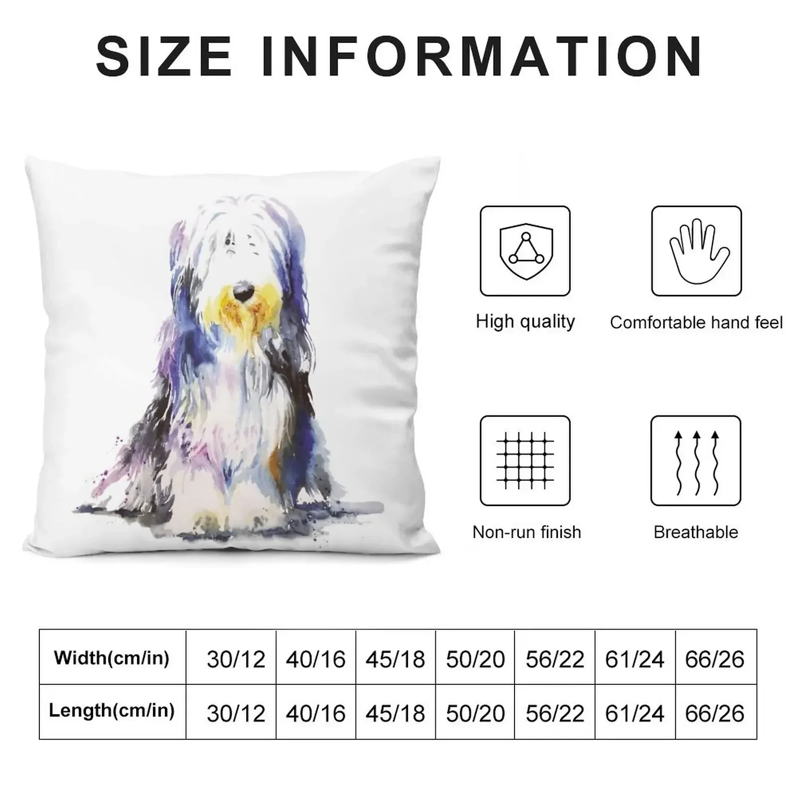 Bearded Collie Watercolour Throw Pillow Cushion Child christmas pillow case pillow