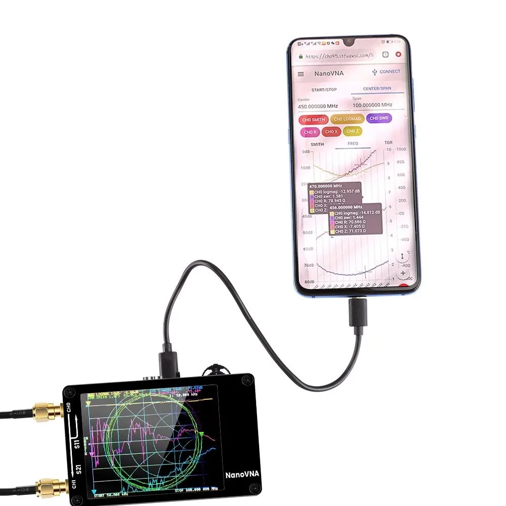 NanoVNA VNA-H Portable Digital Vector Network 50KHz-900MHz MF HF VHF UHF Antenna Analyzer Built-in Battery