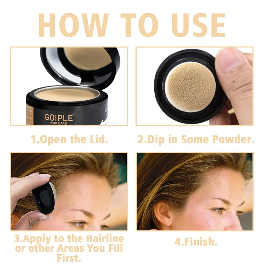 GOIPLE 10g Hairline Shadow Powder Hair Beard and Eyebrow Color Fill,Hair Root Complementary Colors Makeup Powders for Men Women