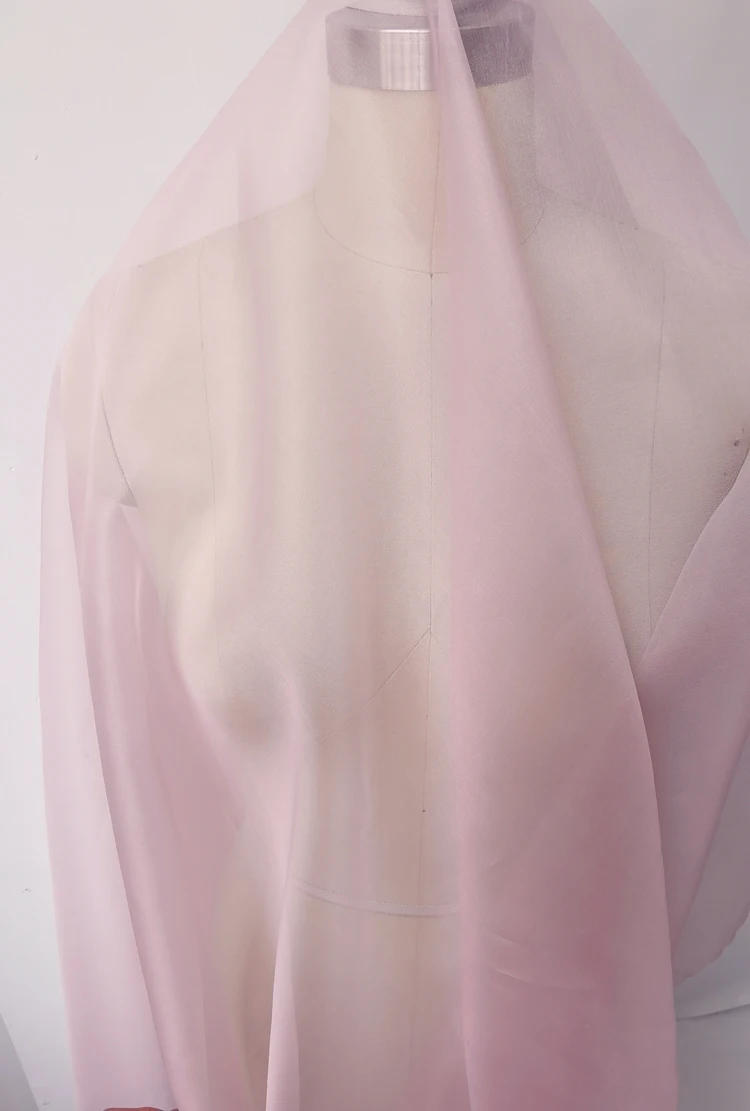 45'' / 55'' breit pro Meter steif geformte Hochzeitsgaze aus schlichter, natürlicher Organza-Stoff aus reiner Seide – Detail 29