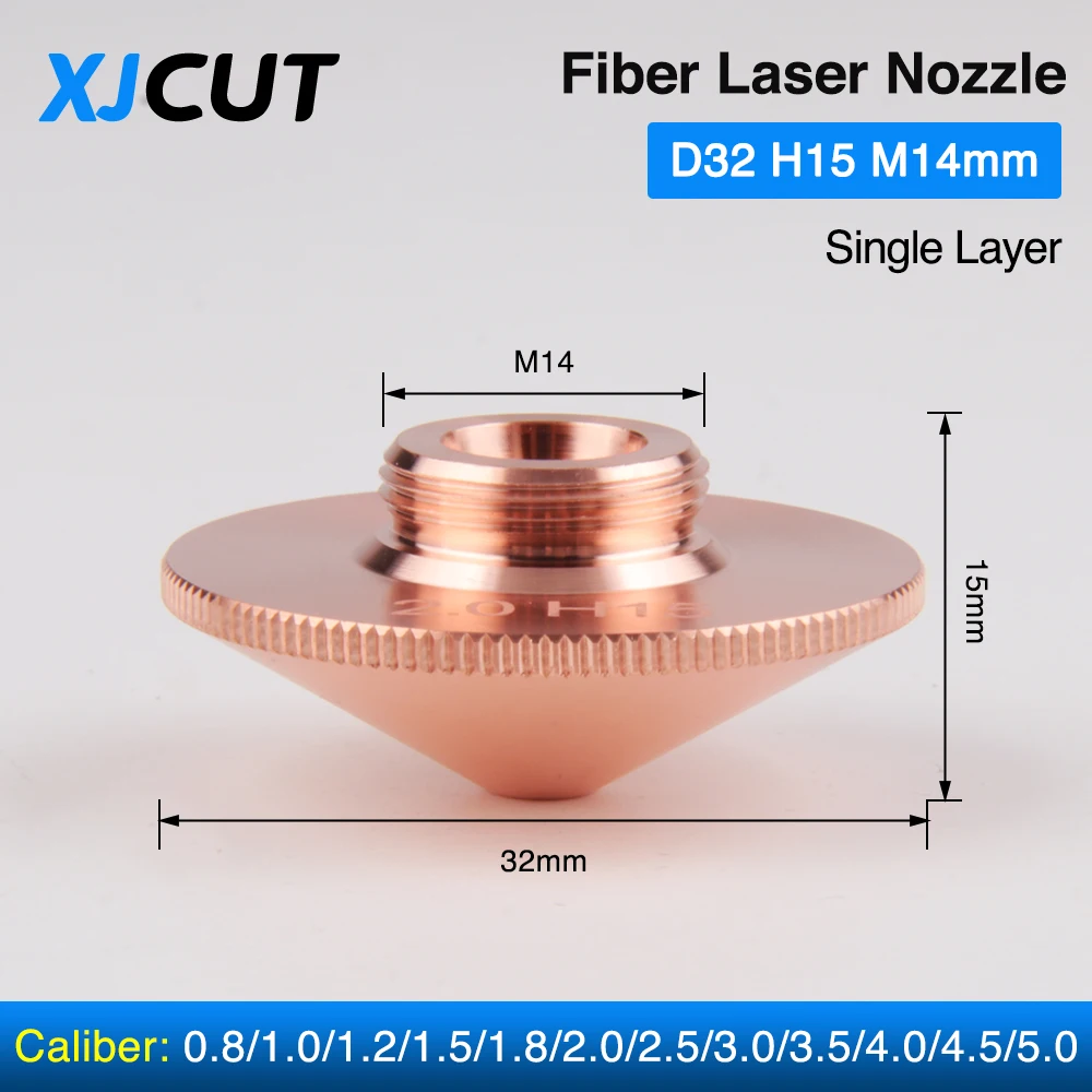 XJCUT Raytools Laser Nozzle D32 M14 H15mm Bodor Fiber Laser Machine Cutting Nozzle For BM111 BM110 BT240S BM114 Laser Head