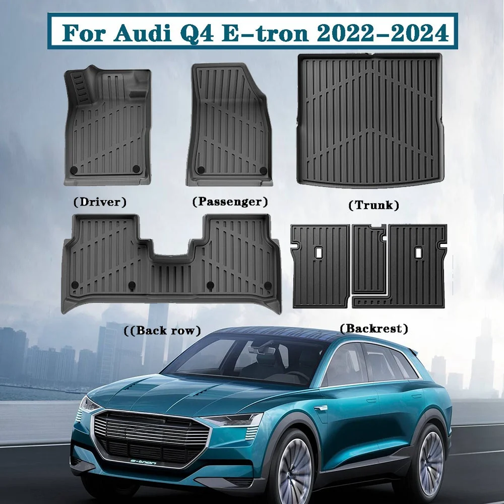 

Автомобильные коврики для Audi Q4 E-tron 2022-2024, противоскользящие водонепроницаемые задние коврики для багажника, аксессуары для интерьера