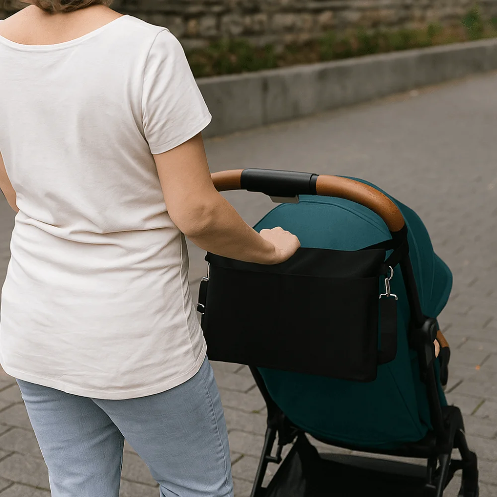 

Портативная сумка для хранения детской коляски, многофункциональная черная подвесная сумка для детской коляски, водонепроницаемая сумка на плечо для мамы большой вместимости