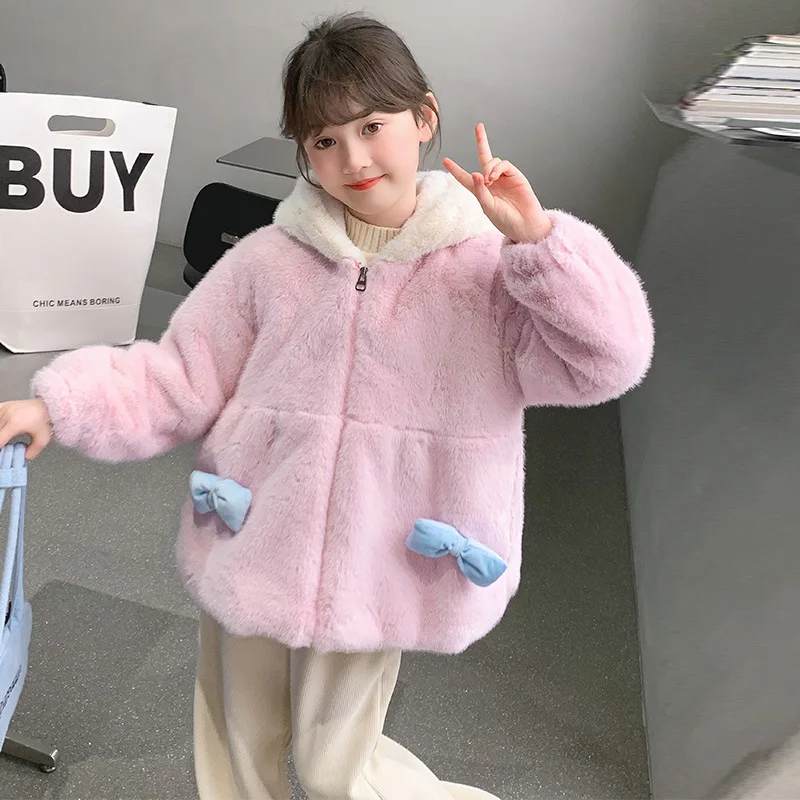 Kawaii inverno cinnamoroll crianças jaqueta de pelúcia com capuz anime sanrios dos desenhos animados menina moda doce quente pele de vison casaco com capuz ao ar livre