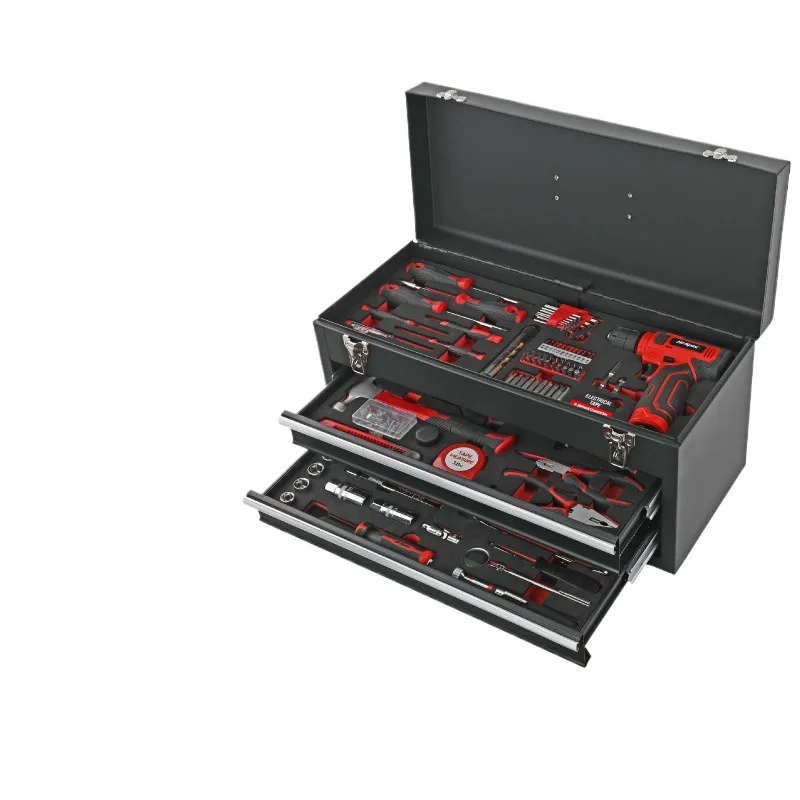

H Function Household iron box Hardware tools Daquan electric drill Electric tool box Three-layer home decoration tools