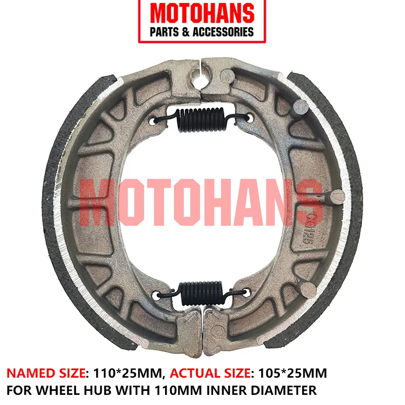 

MOTORCYCLE BLACK SHEEL ASBESTOS FREE BRAKE SHOE 110*25 FOR AT110 JH110 SMASH CG125 GY6 50 WIN100 BEST125 AX4