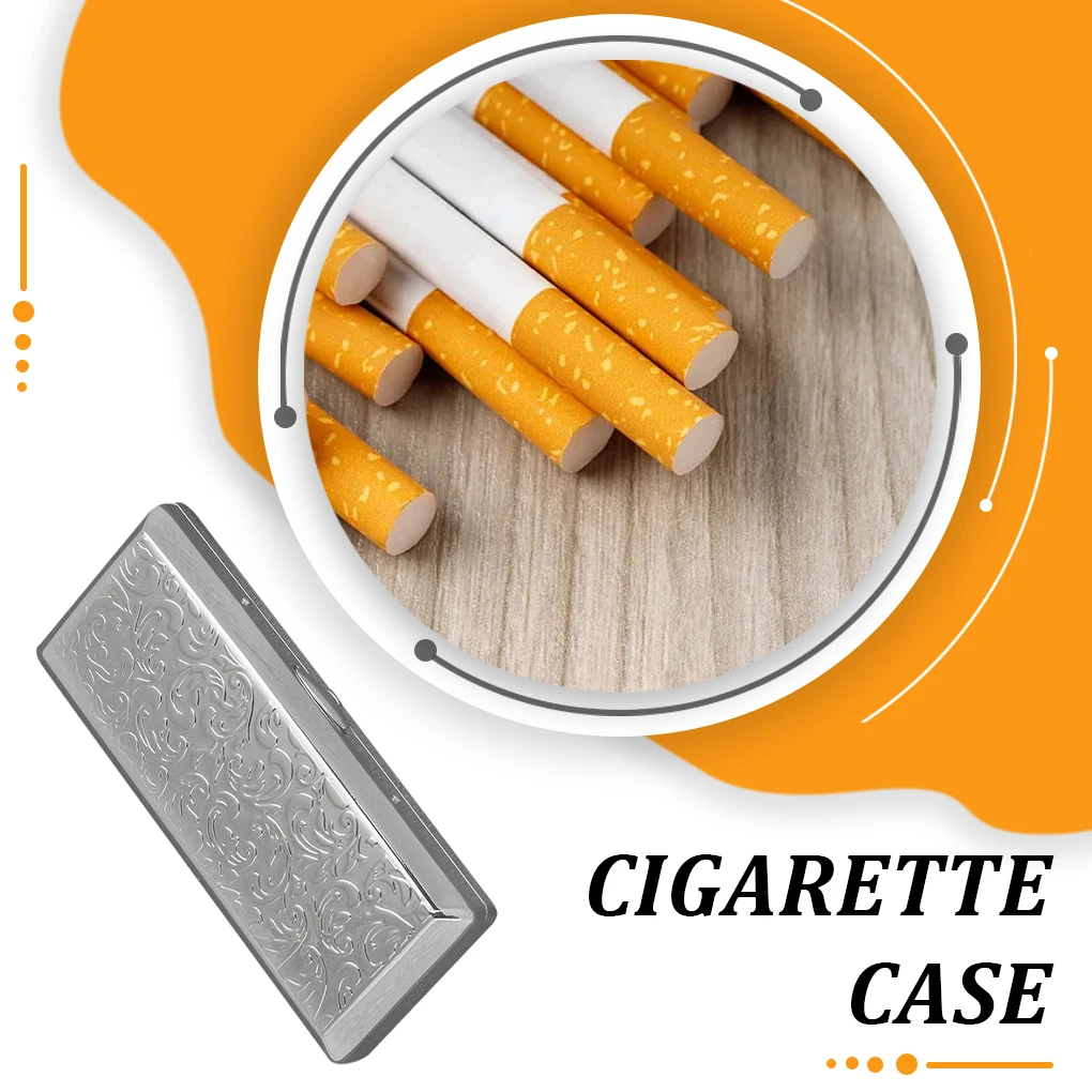 صندوق سجائر نحيف أنيق هدية لعشاق التدخين ملحقات التدخين علبة سجائر محمولة فضية