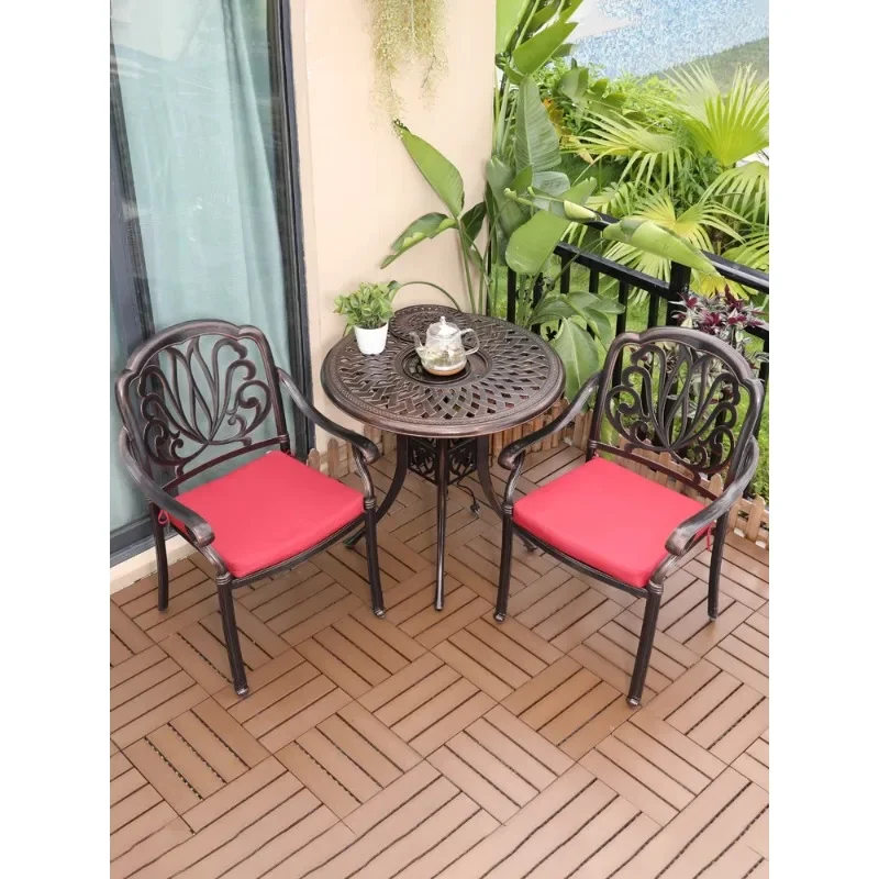 Outdoor tables and chairs courtyard leisure small balcony three-piece cast aluminum coffee table aluminum alloy round table