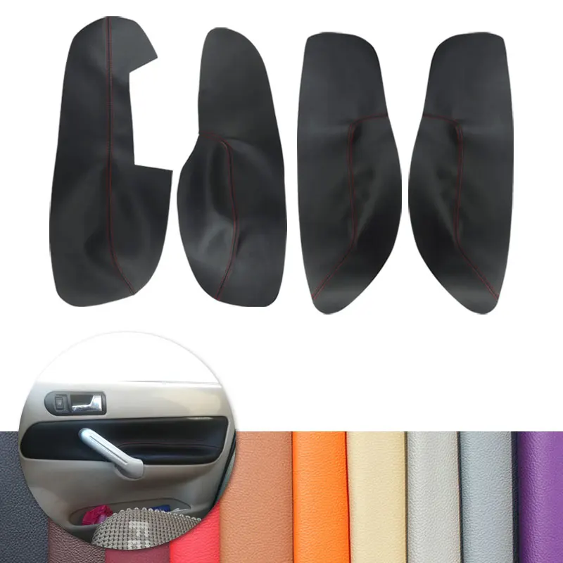 4Pcs Micro‑Synthetic Leather Door Armrest Panel Cover Trim Protector for VW Jetta Bora 2002‑2006 Interior Parts