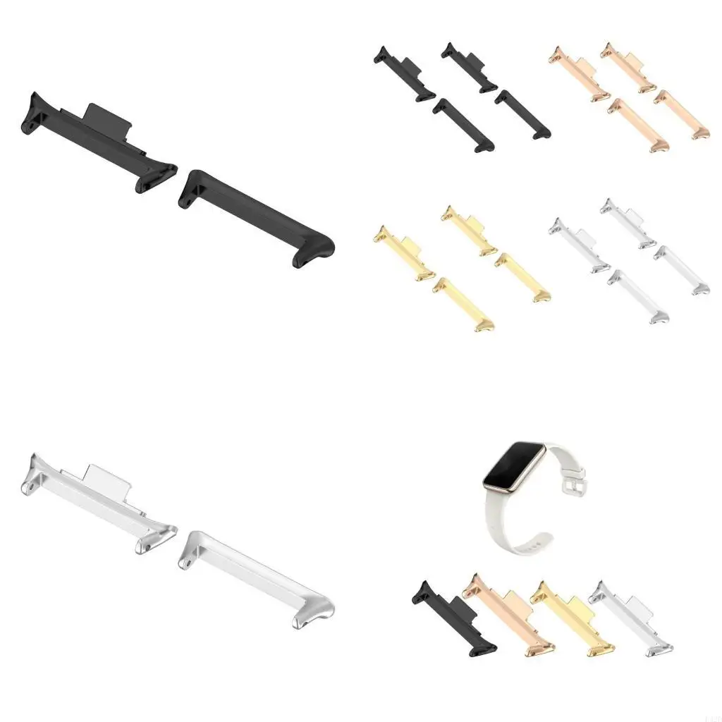 F42D 1 Pair For Band 8 Watch Metal Link Adapter Clasp Headgrain Attachment Strap Connector Wristband Bracelet Accessories