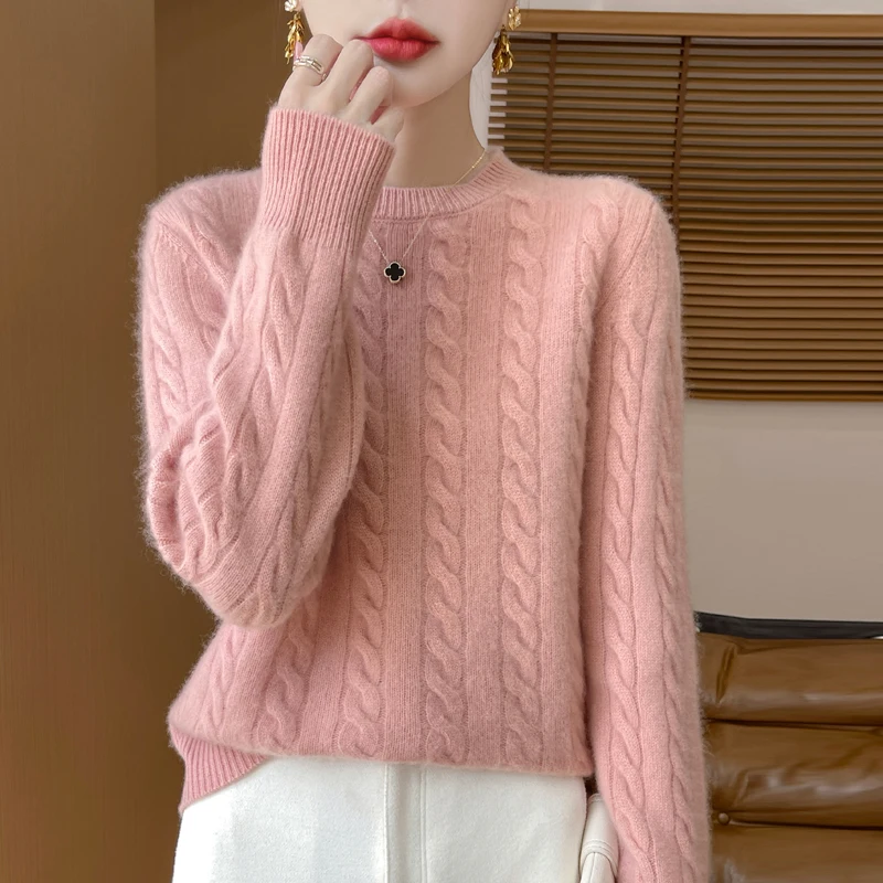 Koreanische Mode O-Neck Sweater Damen Herbst/Winter neue Rundhals-Pullover Wolle Kaschmir Strick pullover lose warme Tops