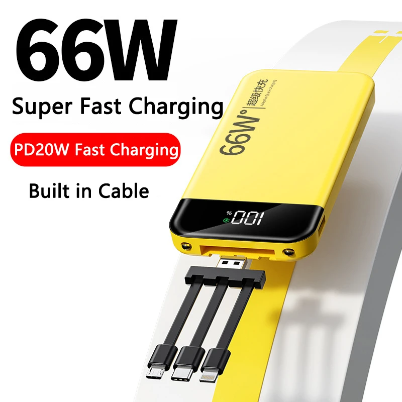 

66W Super Fast Charging Power Bank 20000mAh Portable Charger External Battery Pack For iPhone 15 Huawei Xiaomi Samsung Powerbank