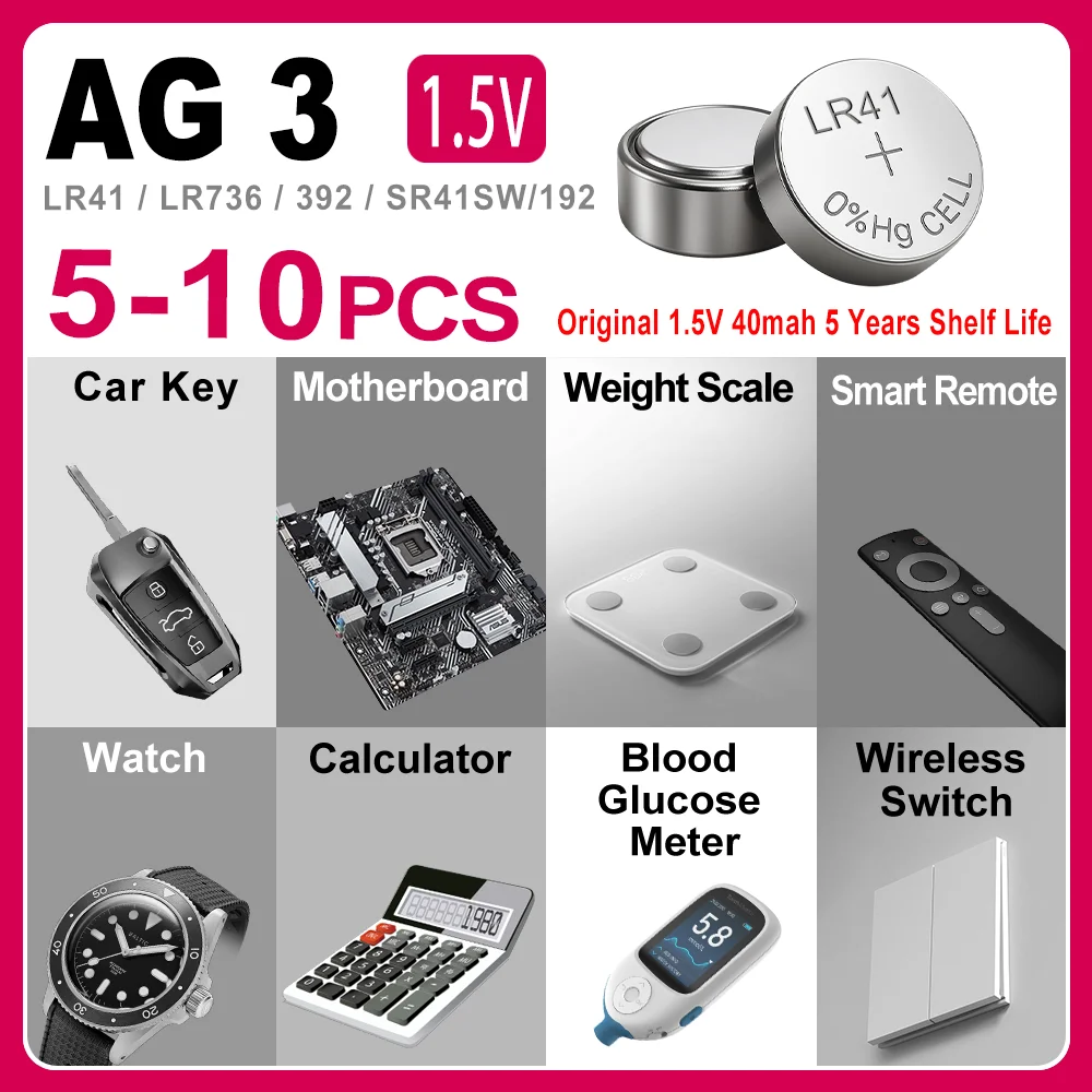 5-10PCS 1.55V AG3 L…