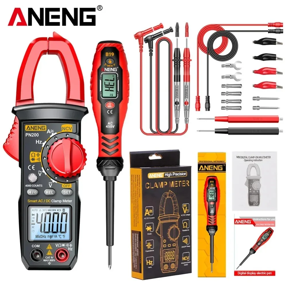 

ANENG Clamp Meter Multimeter Digital PN200+B19 Voltage Tester Pen Non-Contact 30-1000V Diagnostic Breakpoint Finder Test Tools
