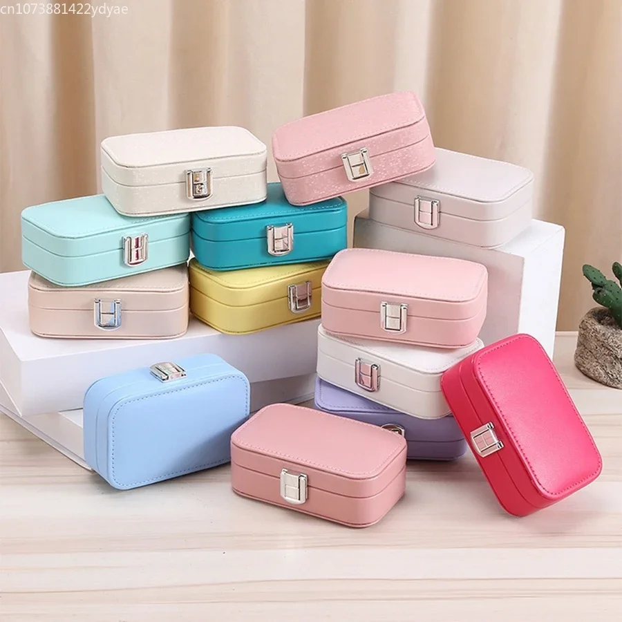 

2023 Portable Jewelry Box Jewelry Organizer Display Travel Jewelry Case Boxes Button Leather Storage Zipper Jewelers Joyero