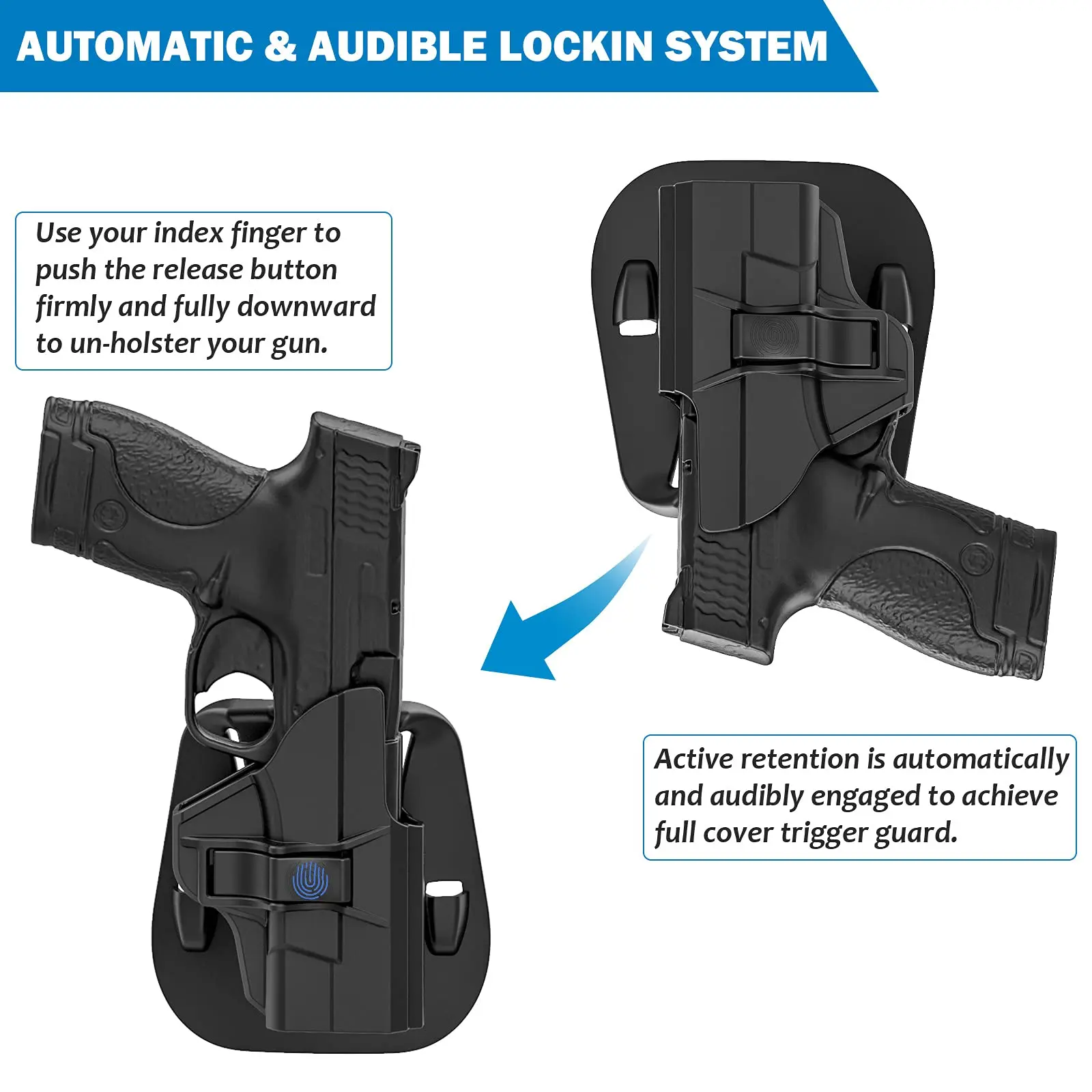 Funda OWB S&W M&P Shield 2.0 9mm/.40 liberacion de dedo derecha - imagen 3