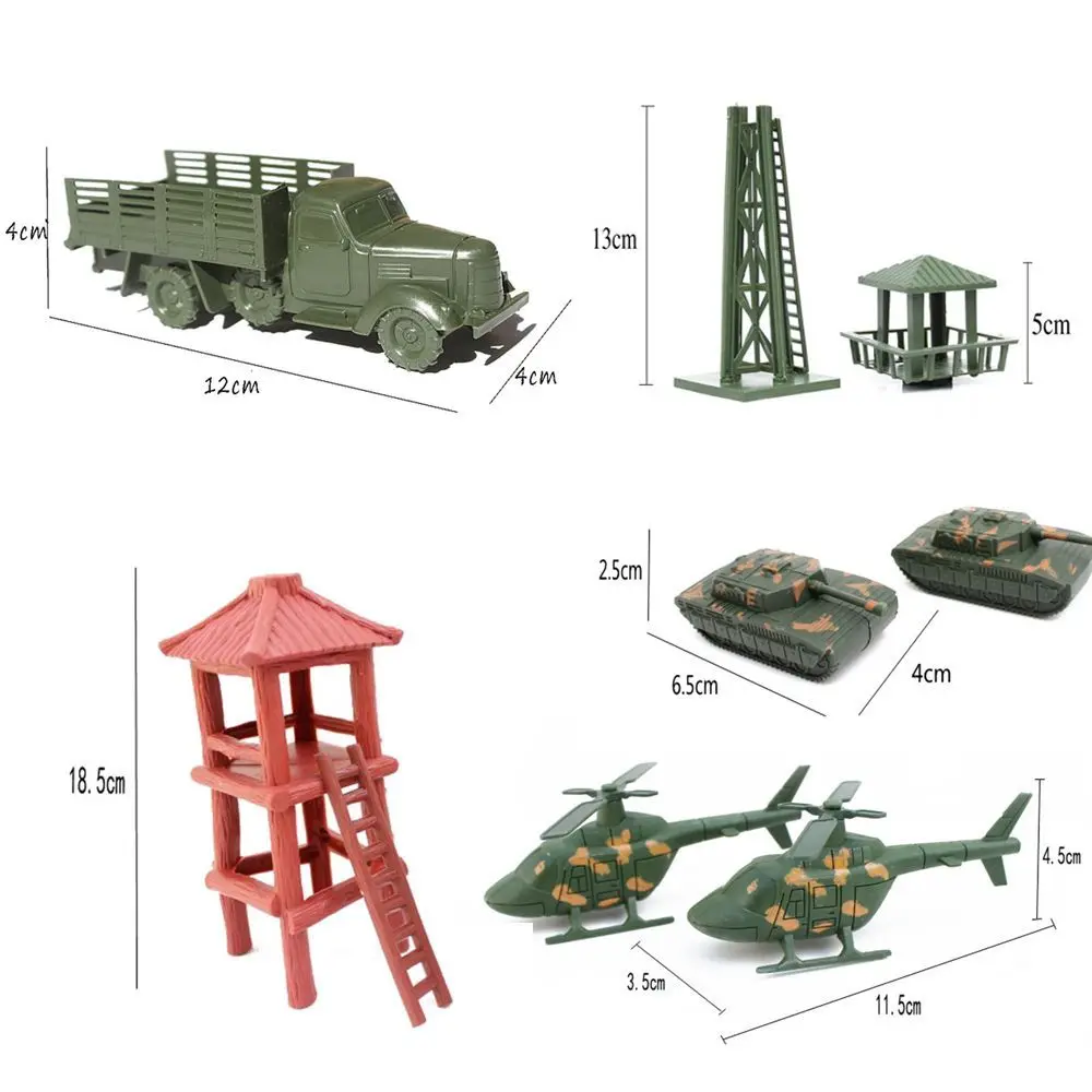 Toy Model Action Figure Plastic Soldiers Model Men Figures 12 Poses Soldiers Aircraft Tanks Turret Children Boy Gift