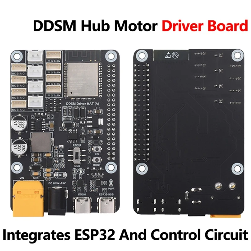 Wifi Wireless ESP32 DDSM Motor Driver HAT For Direct Drive Servo Hub Motors For Raspberry Pi