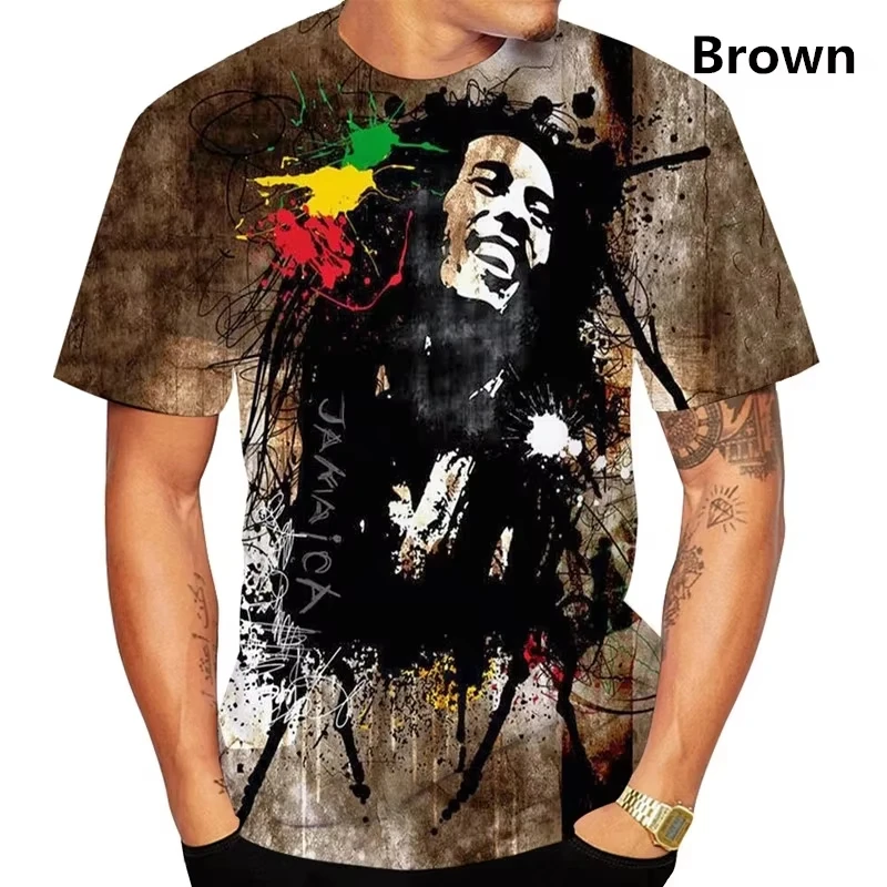 Summer/Fall New Men's Clothing 3d Printed Men Bob Marley Rock Band T-Shirt Man Fashion Loose Vintage Oversized Short Sleeve Top