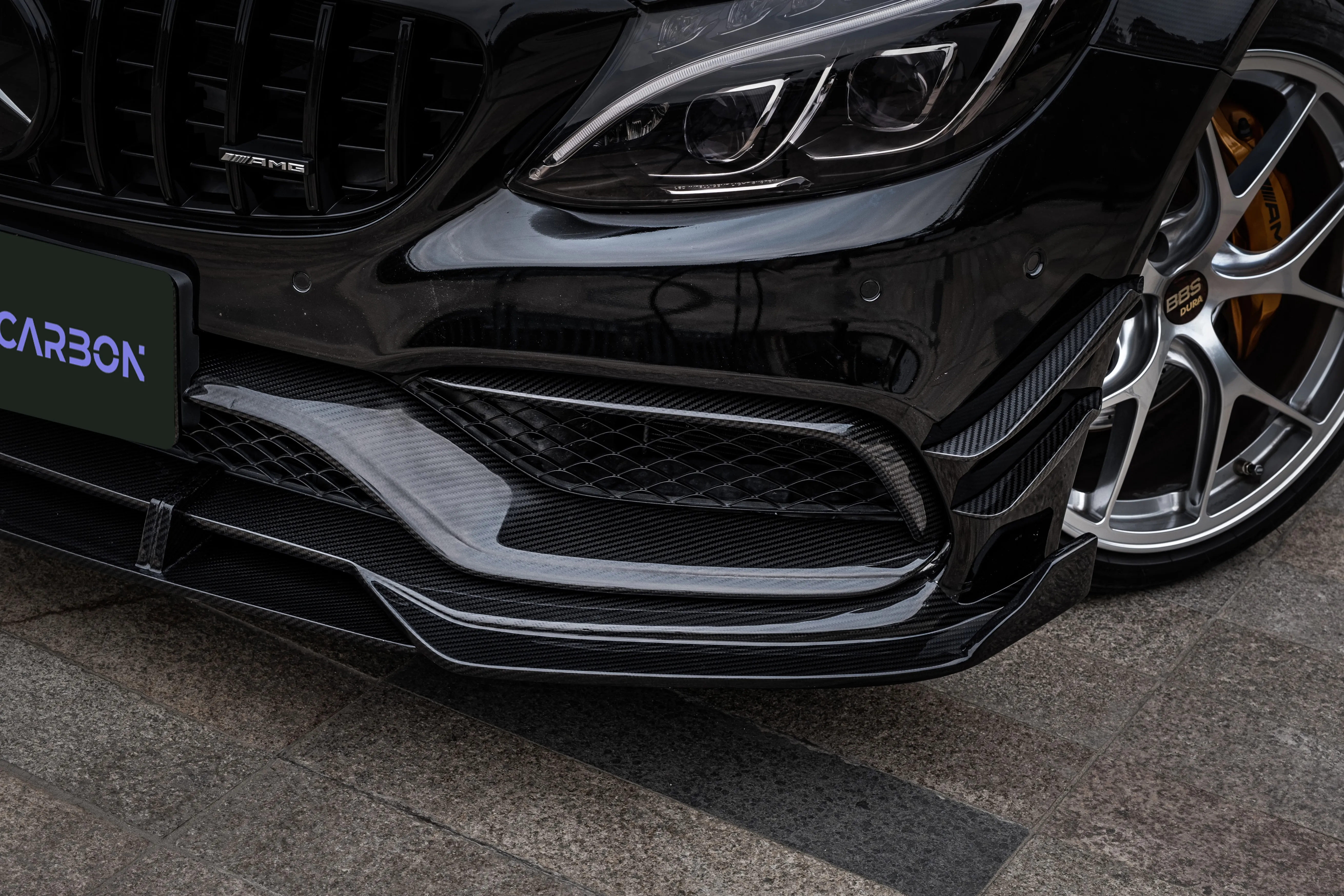 Takd carbono real carro desenvolvimento de dados seco fibra carbono amortecedor dianteiro lábio universal spoilers traseiros para benz amg c63 w205