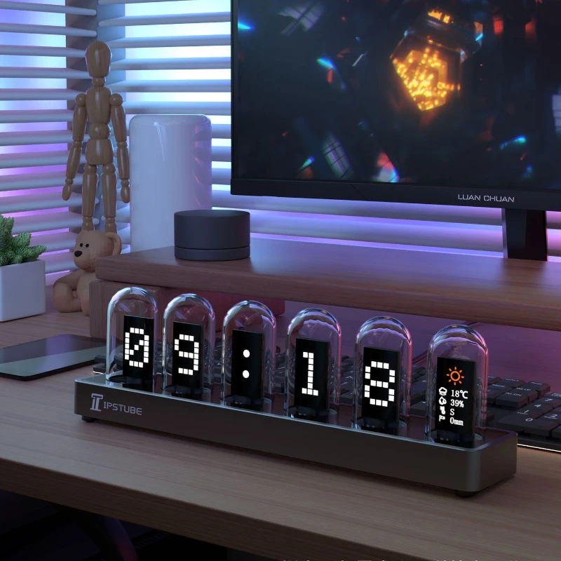 Explosief gepersonaliseerd ontwerp Klok Computer RGB Desktop Klok Ornament Fate Stone Gate Cyberpunk Fun Light