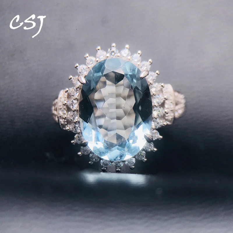 elegantes aneis aquamarine para mulheres prata esterlina 925 pedra preciosa de quartzo topazio 10x14 mm 5ct prenda para festa de aniversario natal 01