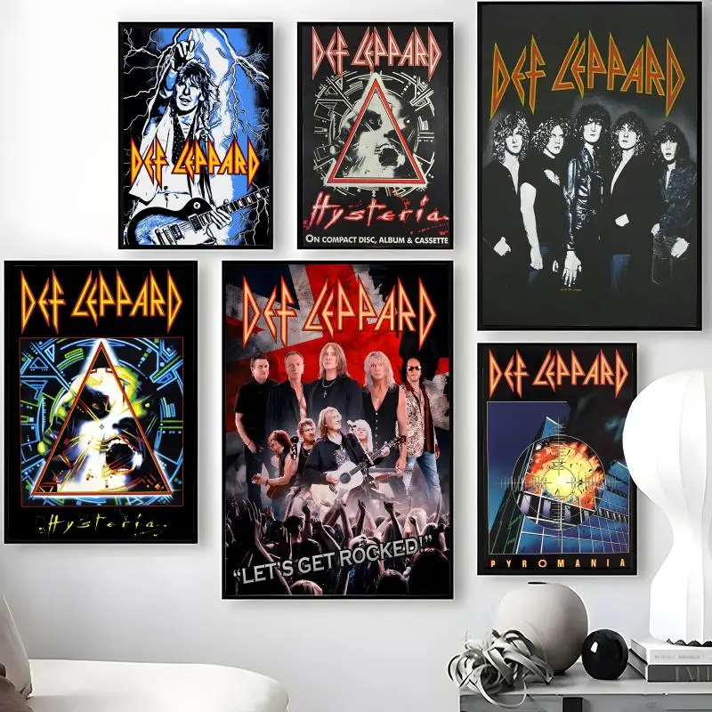 D-Def L-Leppard Poster Waterproof Self-Stick Wall Art Stickers, Removable Wall Decor for Living Room and Bedroom