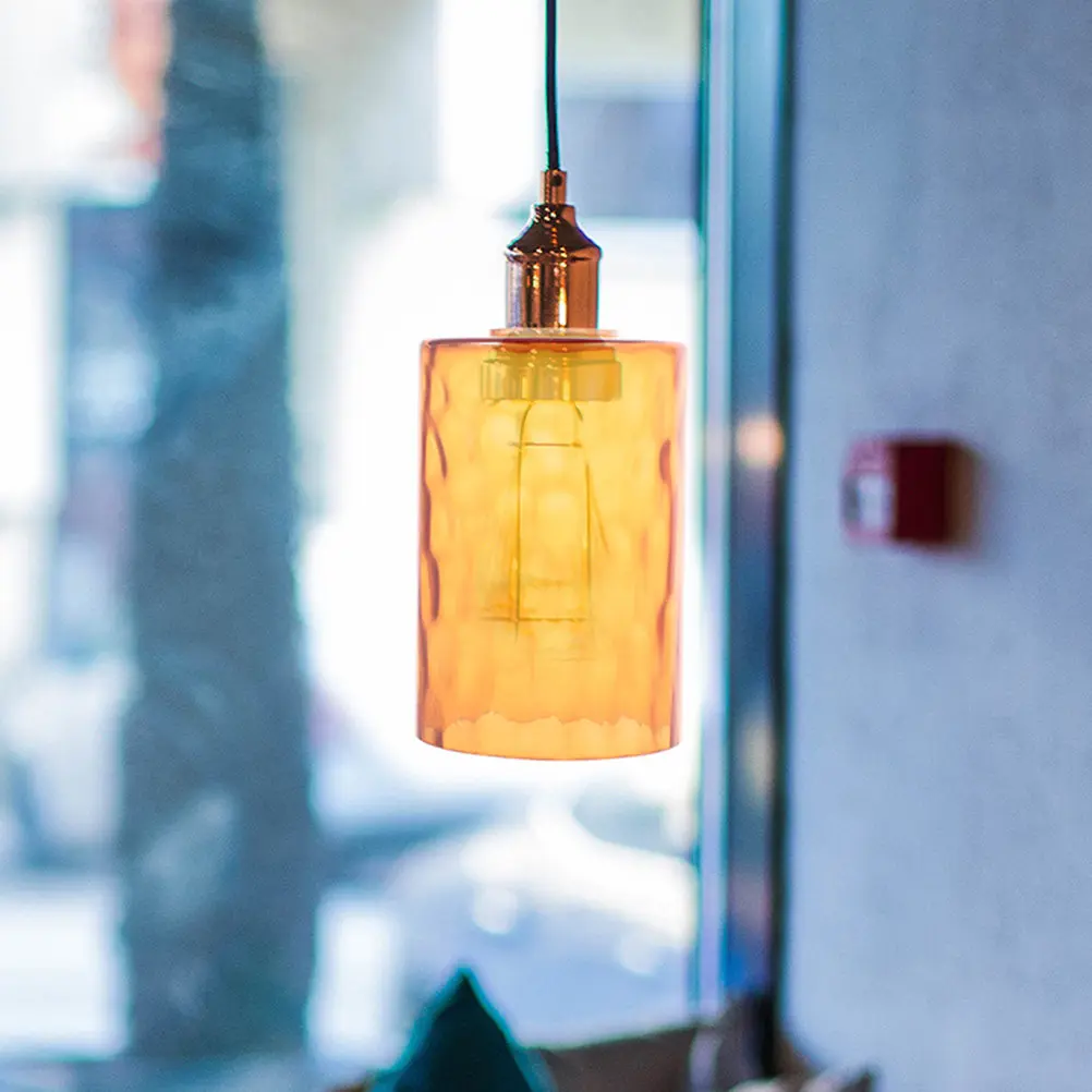 2Pcs Glass Lamp Shades Decorative Cylinder Lampshades Lighting Fixture Covers Replacement Pendant Light Shade Stylish Patterned