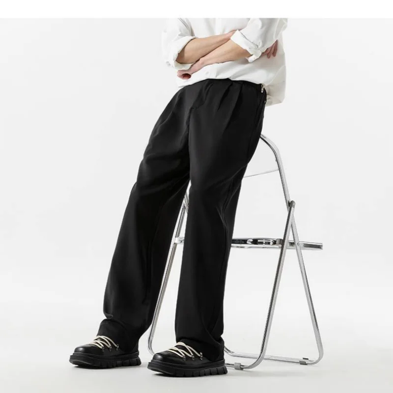 

Black Draped Suit Pants Falling Casual Premium Feeling Straight Ice Silk Suit Pants Men Breathable Quick Drying