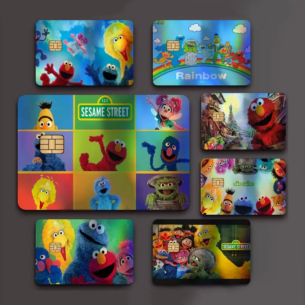 S-Sesame Street TV Cute Cartoon Laser Reflective Bank Card Stickers Cute Stylish Daily Decoration Gift
