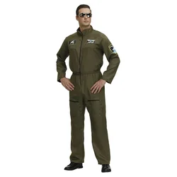Mens Pilot Jumpsuit Men's Disguise Costume Flight Suit Coverall Jumpsuits Military Fighter Pilot Set Halloween Cosplay Costumes