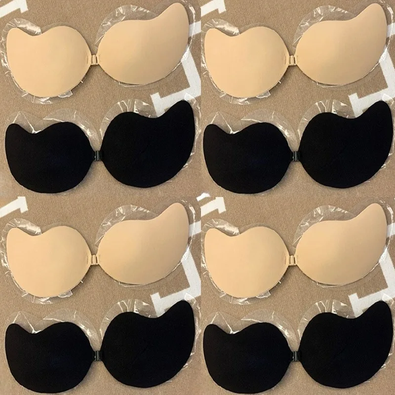 1/2 pares de sujetadores invisibles push-up sin tirantes ni espalda para mujer, sujetador adhesivo sexy para fiesta de bodas, pegatinas sin costuras para cubrir los pezones