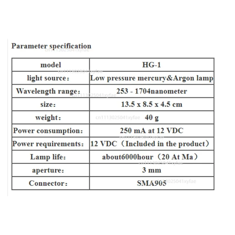 Low-Pressure Mercury Argon Lamp Wavelength Calibration Fiber Optic Light Source for Spectrometer Calibration HG-1 CAL-2000