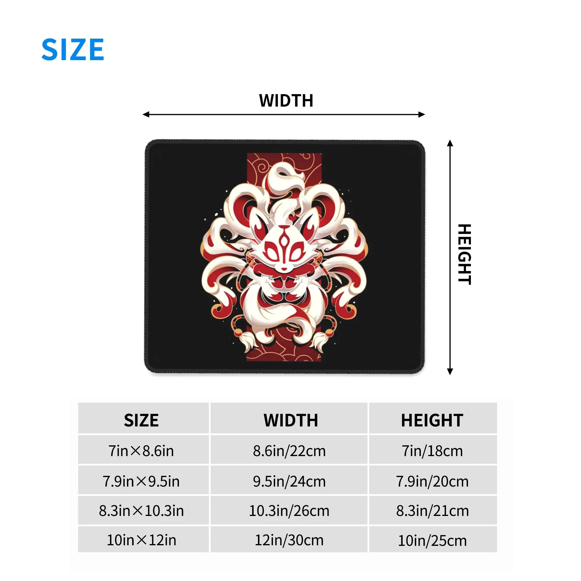 Fox Spirit Kitsune Japanese Kabuki Mouse Pad Computer Keyboard Mouse Mat Gaming PC Laptop Desk Mat Office Accessories Table Mats