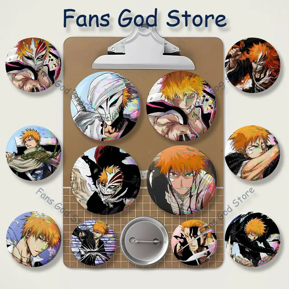 B-Bleach I-Ichigo Kurosaki Badges Creative Tinplate Button Pins Brooch Creative Quotes Badge Clothes Backpack Jewelry Gift Fan