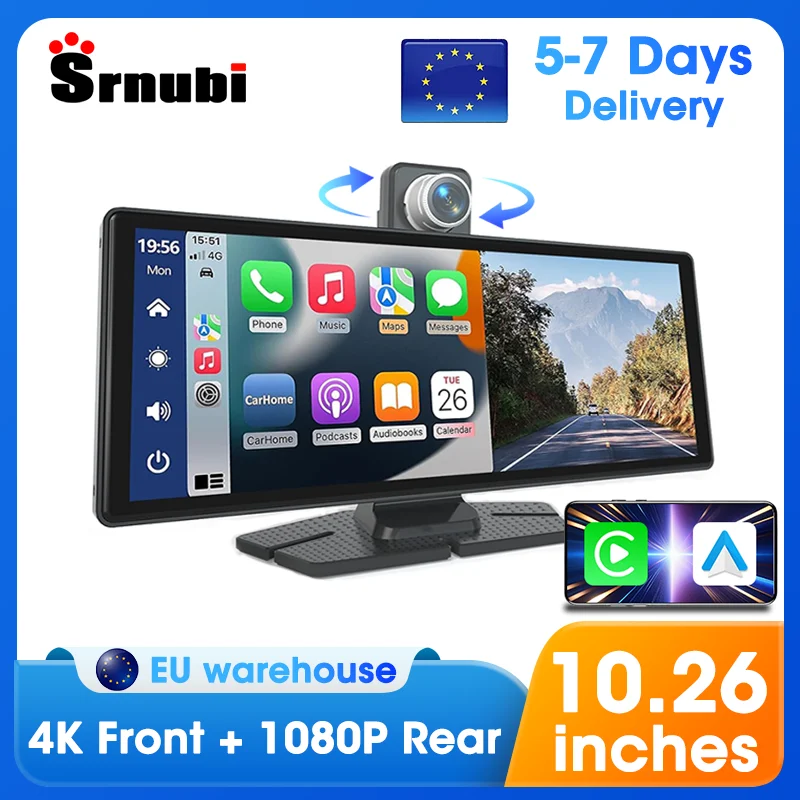 

10.26'' 4K Carplay Android Auto Dash Cam Car DVR Rearview Camera Video Recorder GPS Navigation Dashboard Monitor Display Screen