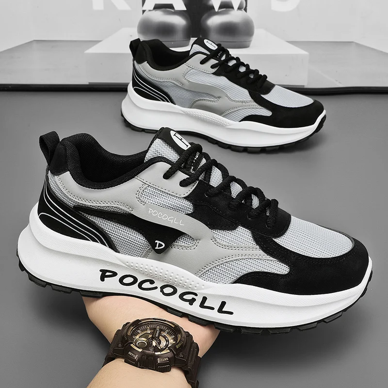 أحذية رياضية رجالية أحذية ركض شبكية قابلة للتنفس كاجوال سميكة القاع للأب القديم أحذية عصرية للمراهقين أحذية قماشية مناسبة تمامًا #4