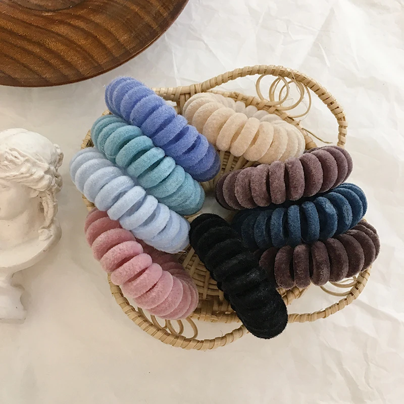 New Elastic Hair Band Knit Telephone Wire Hair Rope Women Hair Accessories for Girl Rubber Band Headwear Spiral Shape Hair Ties