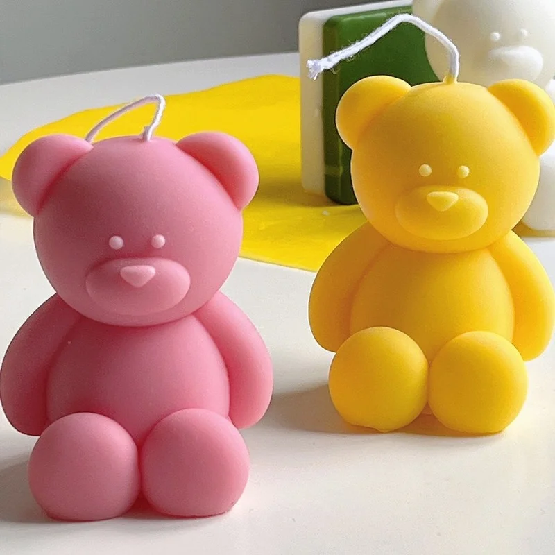 3d Cute Cartoon Bear Silicone Candle Mold Resin Gypsum Ice Cube Baking Mold Bedroom Decor Birthday Party Gifts Wedding Souvenirs