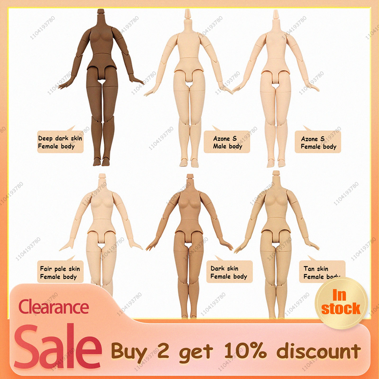 

Blyth Doll 19 Joints Body 30CM Doll Azone S Ob24 Body No Head Body Multi Skin Tone Fair Tan Dark Skin DIY Hair Costume Toy Gift