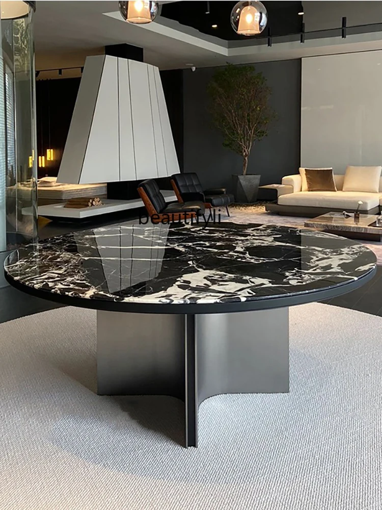 Marble Dining-Table round   Dining   with Turntable round  Rotating round Household Living Room Villa Dining Table