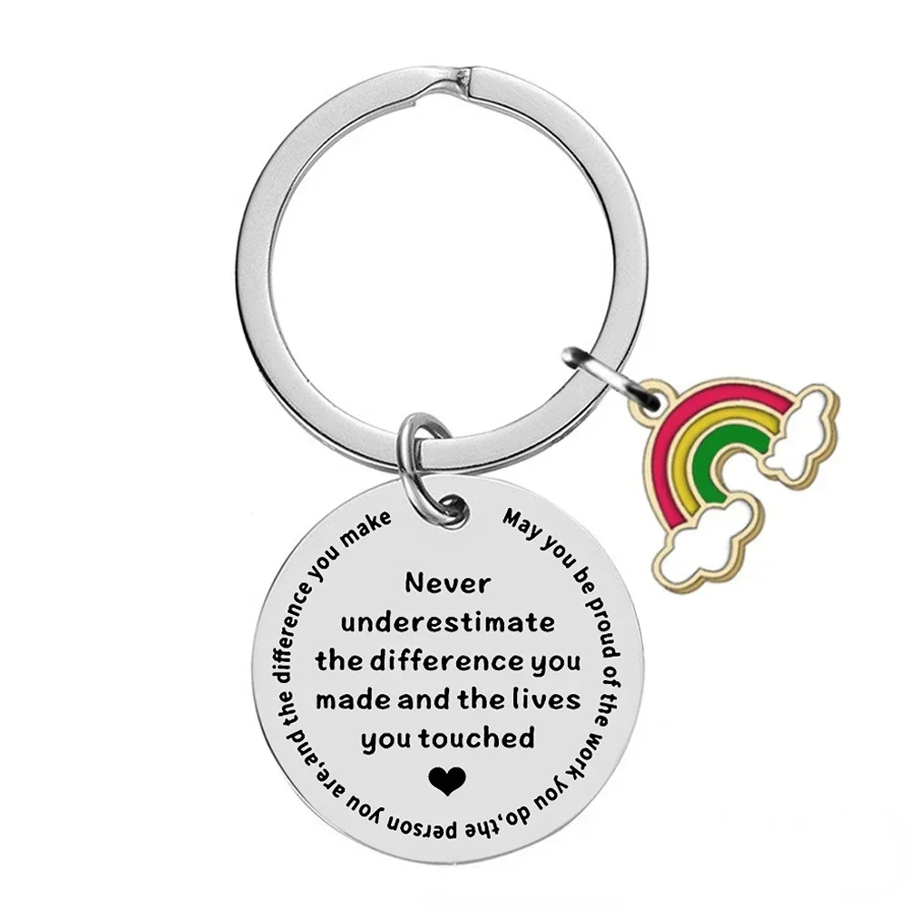 New Workers Appreciation Gift Keychain Teacher Nurse gift Key chain Keyring Holder Never Underestimate The Difference You Made