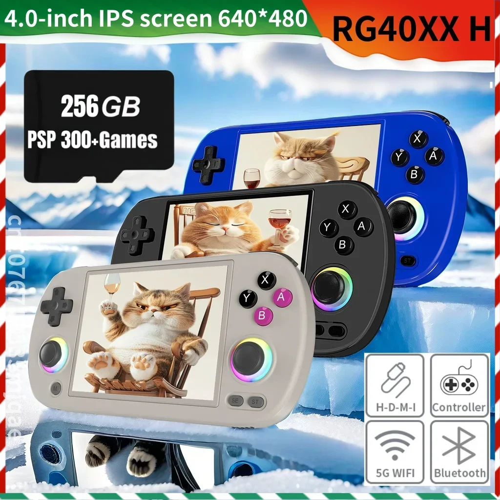 

ANBERNIC RG40XX H Handheld Game Console Linux System Joystick RGB Lighting Effect 256G 300+ PSP Game Video Player Trimui Console