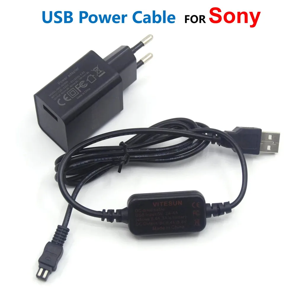 

AC-L200 AC-L25A Adapter Charge Power Bank USB Cable For Sony DSC-HX1 DCR-UX5 UX7 HDR-XR100 NEX VG30 VG900 DEV-50 FDR-AX33 V700