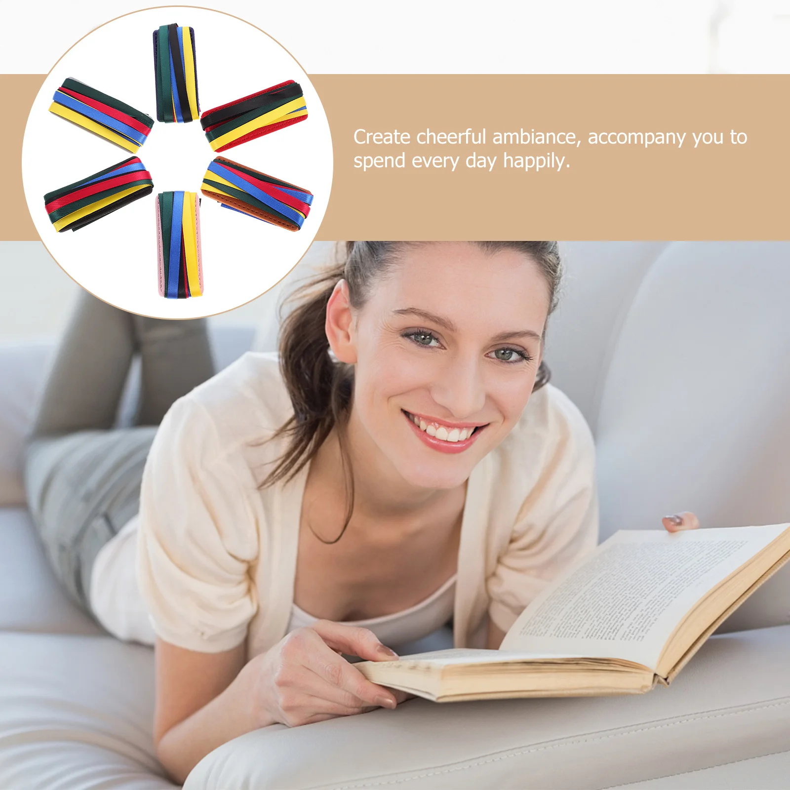 6Pcs Reusable Ribbon Bookmark Easy Insertion Reading Supply for Textbooks Novelties Ribbon Bookmark Page Mark