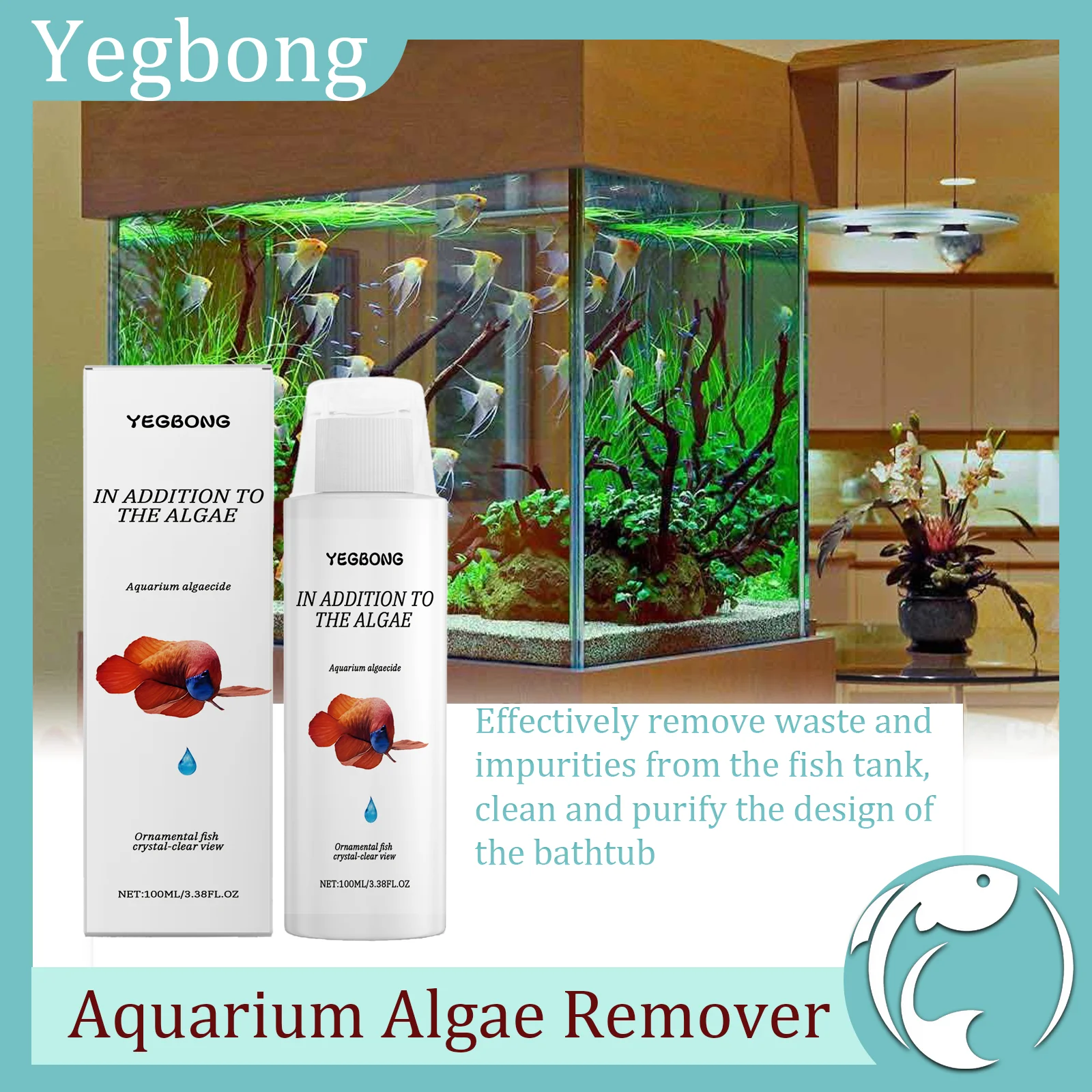 

100ml Aquarium Algae Remover, Fish Tank Water Cleaner, Algae Remover, Moss Remover, Fish Tank Algae Remover