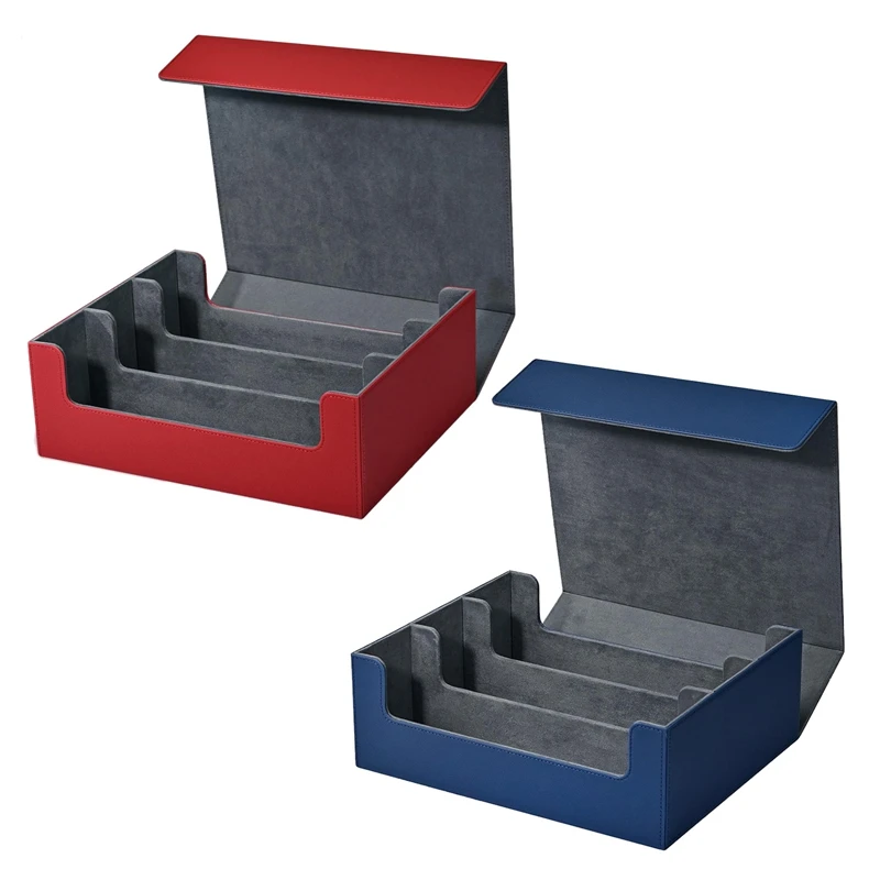 Card Storage Box For Trading Cards, Card Deck Case Holds 1800+ Single Sleeved Cards Storage Box Durable Easy To Use Red