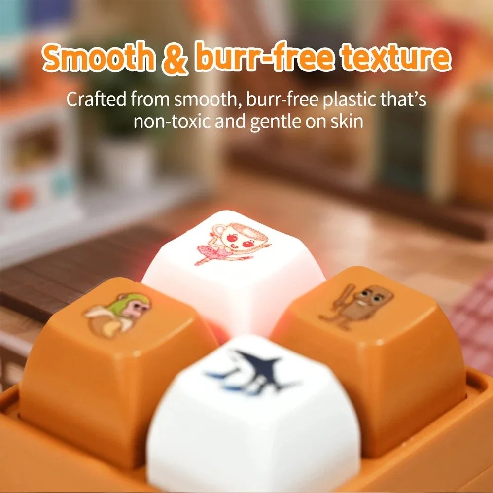 Klucz do zabawy z redukcją stresu w kształcie włoskiej klawiatury z 4 klawiszami, zabawka sensoryczna Tungtungtung Sahur z dźwiękiem i światłem, brelok do kluczy do biura.