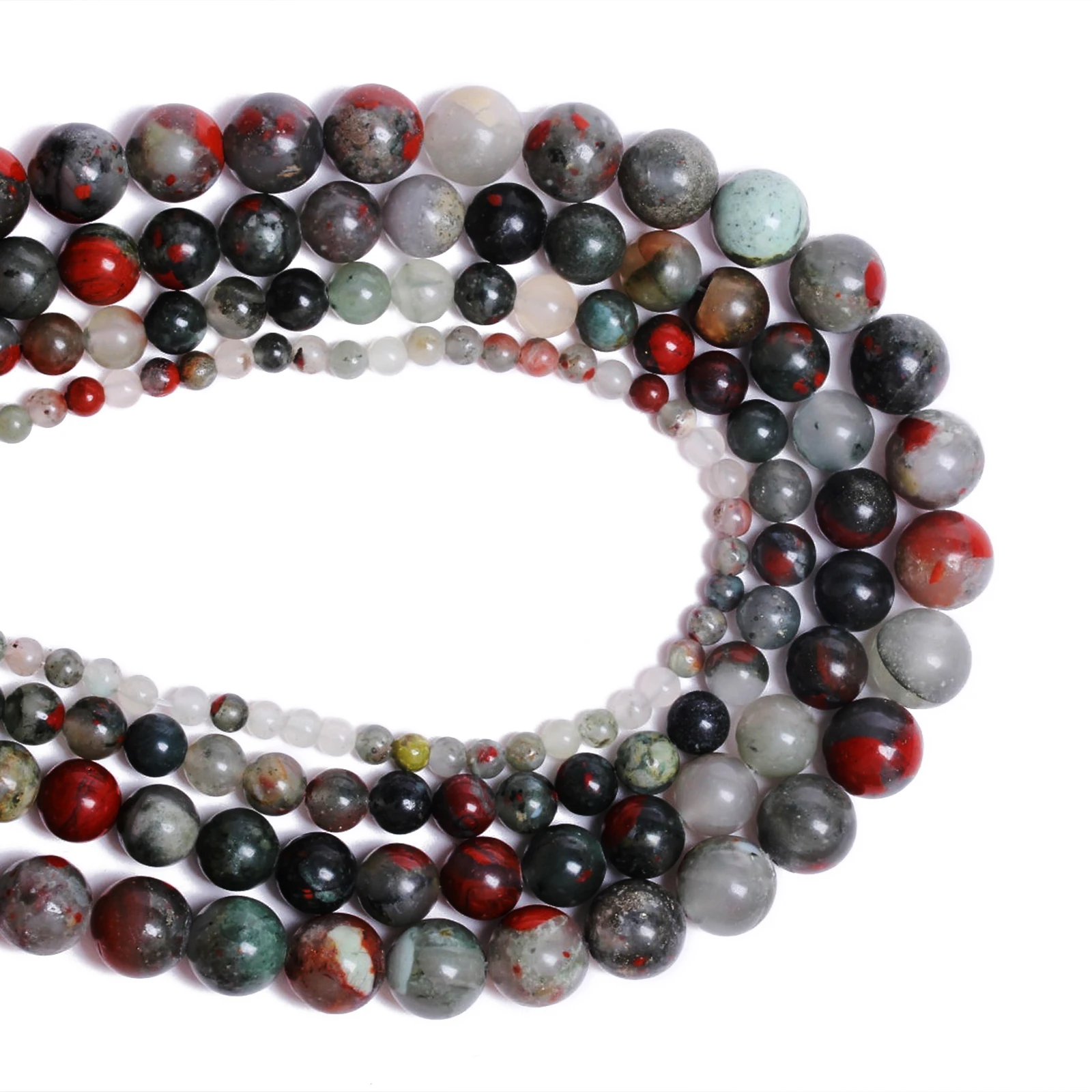 4/6/8/10mm Jewelry Making Natural African Blood Stone Bracelet Necklace Beads Fashion DIY Accessories