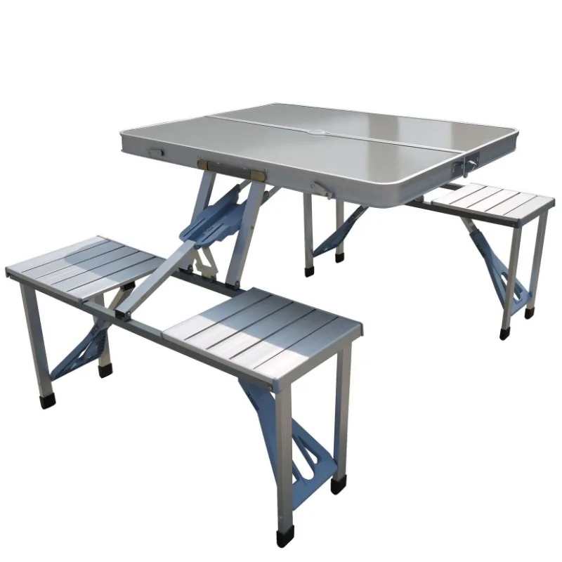 Folding table portable aluminum alloy one-piece table and chair set
